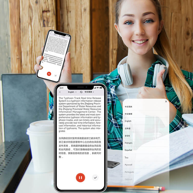Ahalar Smart AI Voice Recorder 189 language translation