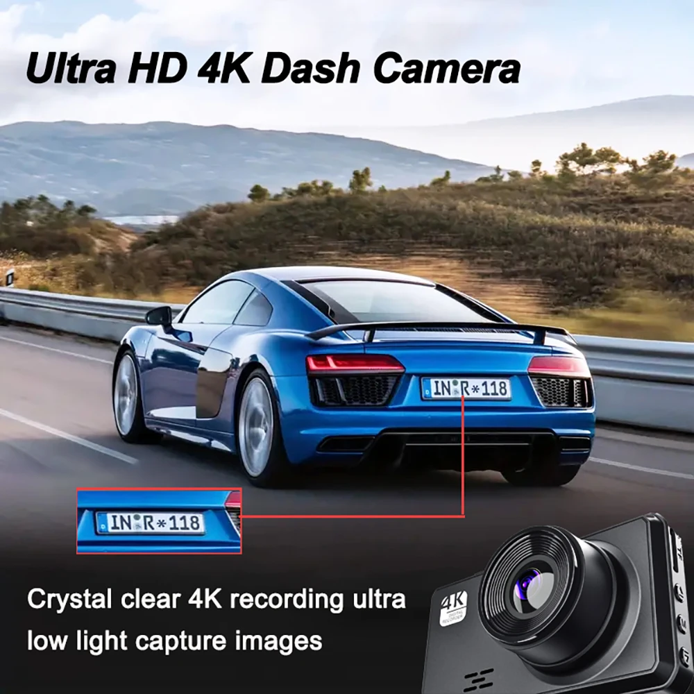 SnapVlt 4K Full HD Smart Dash Cam - carousel 3 front and rear dual camera setup overview