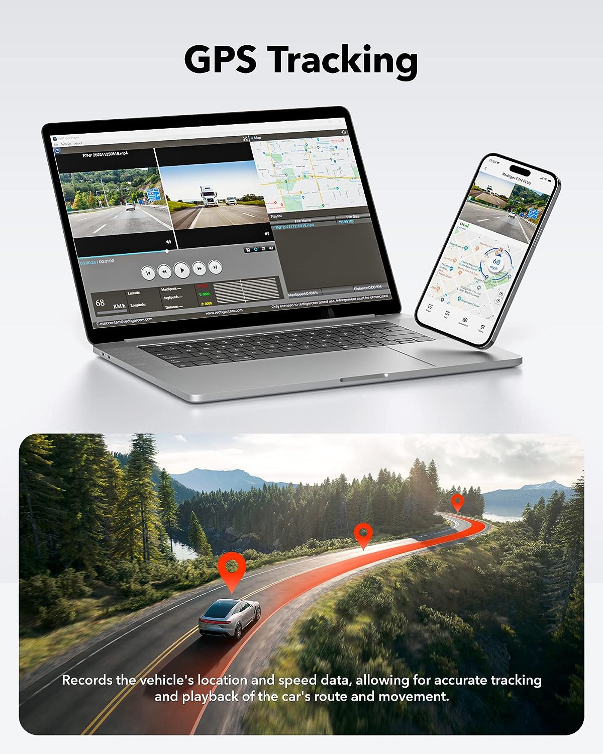 SnapVlt 4K Full HD Smart Dash Cam - real-time video live footage stream on smartphone app portrait view