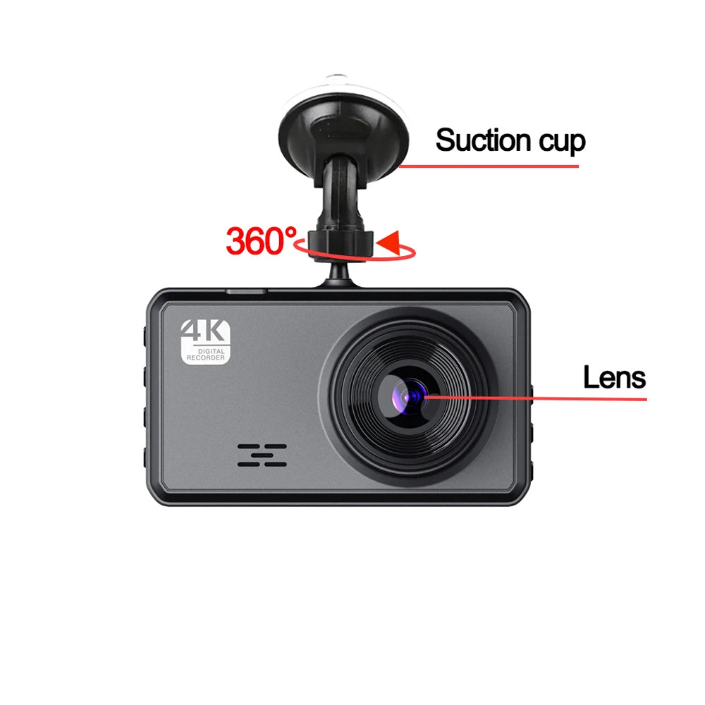 SnapVlt 4K Full HD Smart Dash Cam - installation step 1 secure recorder to windshield near rearview mirror