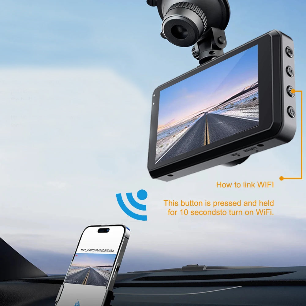 SnapVlt 4K Full HD Smart Dash Cam - built-in 2.4GHz WiFi wireless footage access download and settings management