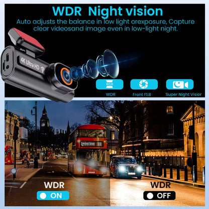 WDR SnapiDual Wireless Dashcam with images showing its effectiveness in low light conditions.