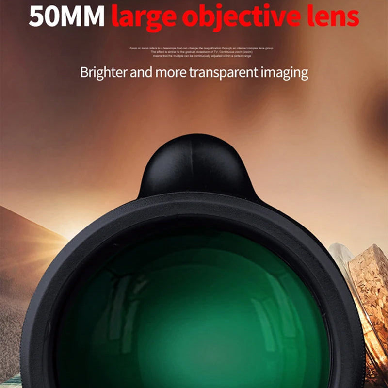 50MM large objective lens with scenic background
