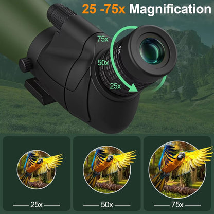 Spektella Spotting Scope with 25-75x magnification on a green background