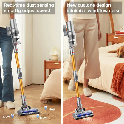 Starpod Vacuum Cleaner with text highlighting features in a bedroom setting