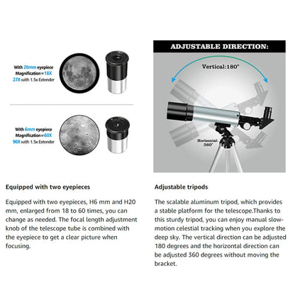 StarySeek Telescope with eyepieces and adjustable tripod on a white background