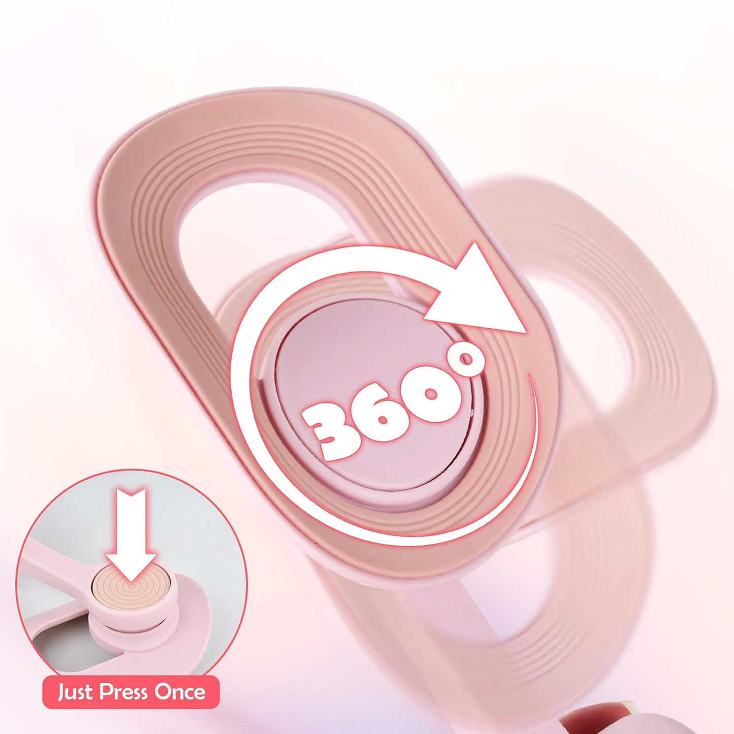 Pink 360-degree rotation Swiftgrid Pelvic Floor Exercise Device with a close-up inset on a white background