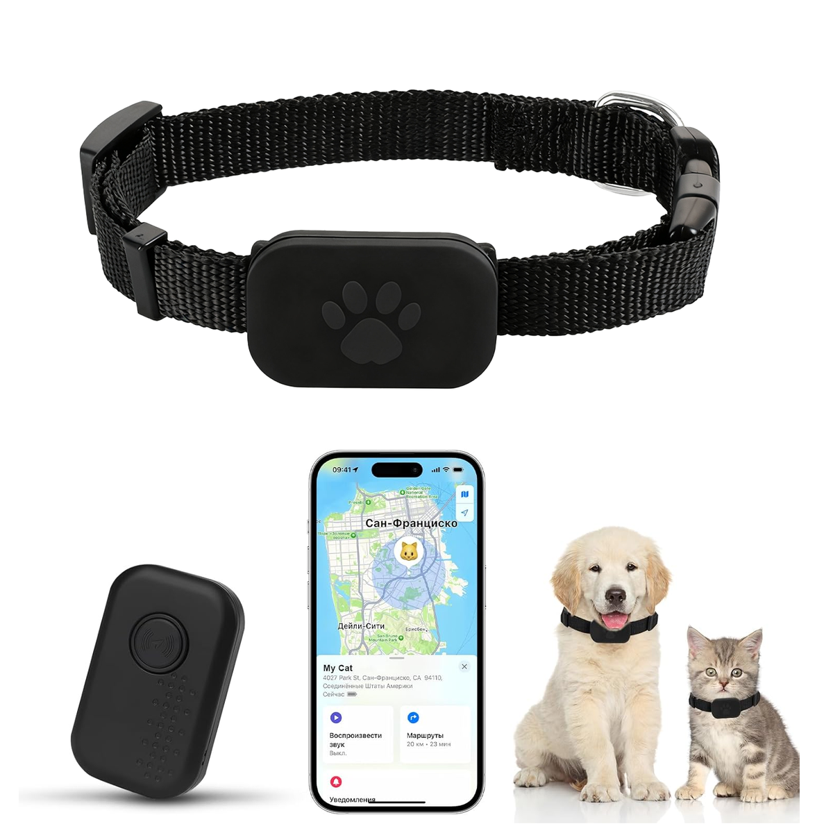 Tayvos Smart Pet GPS Tracker in black