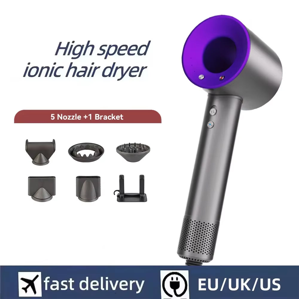 High-speed ionic TempComi Hair Dryer with attachments on a white background