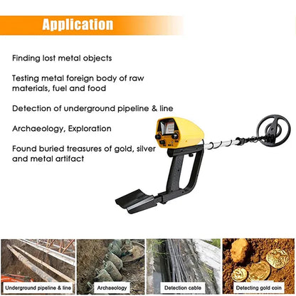 TeroTera Metal Detector with text on its applications on a white background