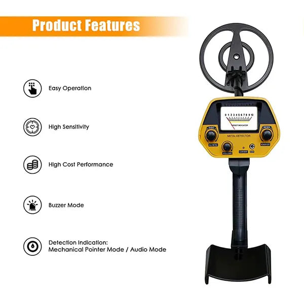 TeroTera Metal Detector with features listed on a white background