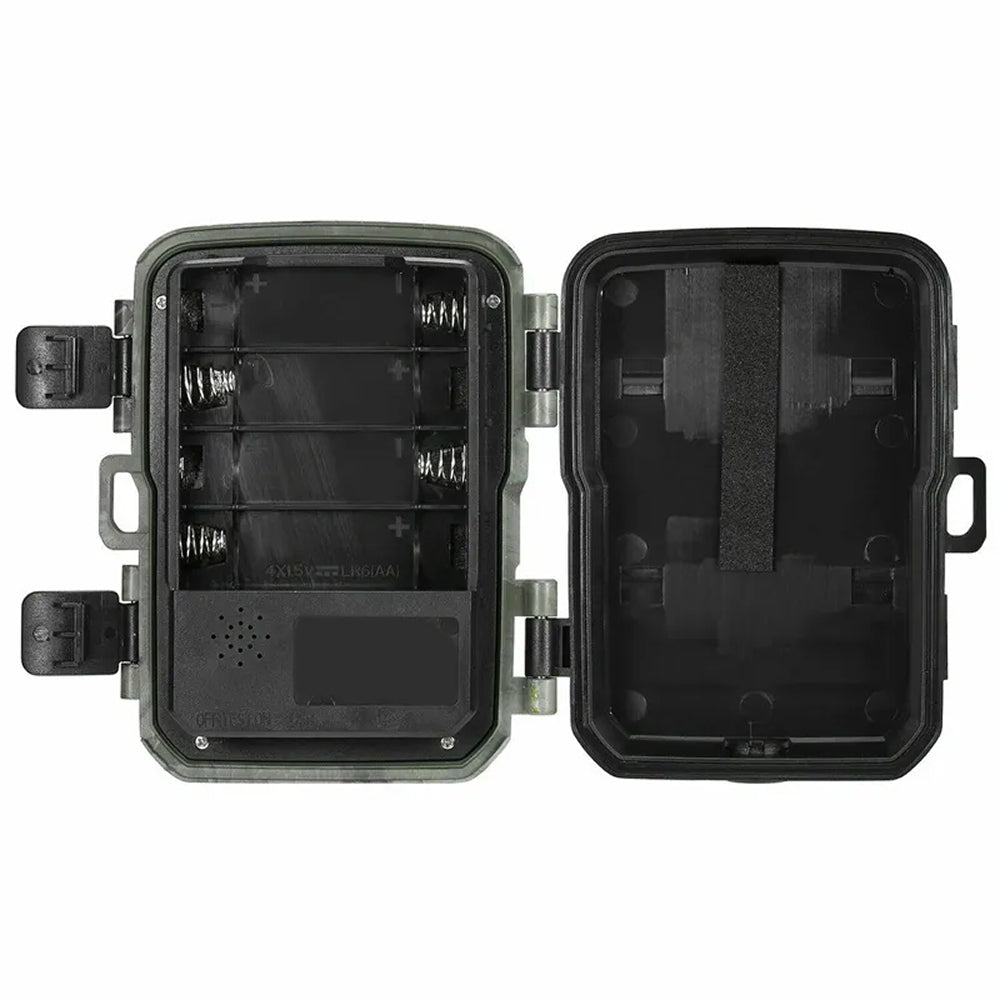 Black plastic enclosure with open lid on a white background