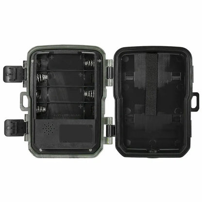Black plastic enclosure with open lid on a white background