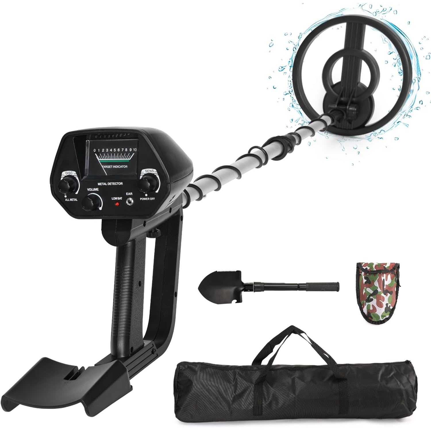 Trexorax Metal Detector with accessories on a white background