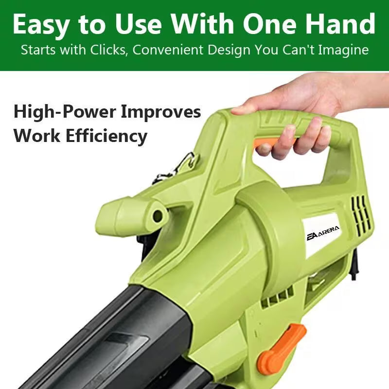 VacoLeaf Cordless Leaf Blower Vacuum with text highlighting ease of use and high power on a white background