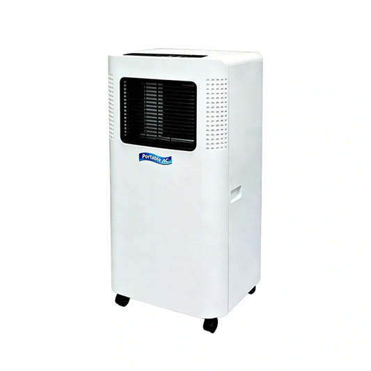 Vakoda Portable Air Conditioner - lifestyle view in living room showing smooth rolling wheels