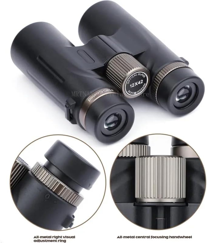 Black Valisus Binoculars with close-up details on a white background
