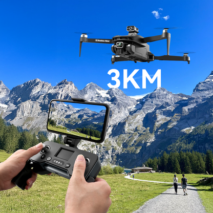 Person controlling a Valisus Drone 8K GPS with Camera with a view of mountains in the background