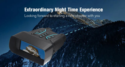 Valisus Night Vision Binoculars with mountain landscape and text about night time experience