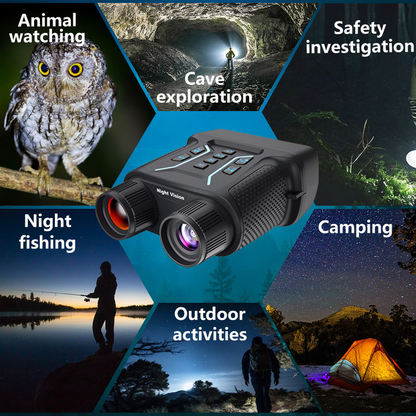 Valisus Night Vision Binoculars with applications for animal watching, cave exploration, safety investigation, night fishing, camping, and outdoor activities.