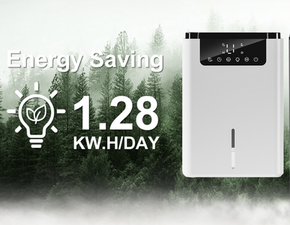 Energy Vantiro Intelligent Dehumidifier D2 D2 with energy consumption display against a forest background