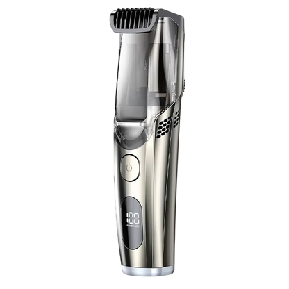 Silver and black VortTrim Beard Trimmer on a white background