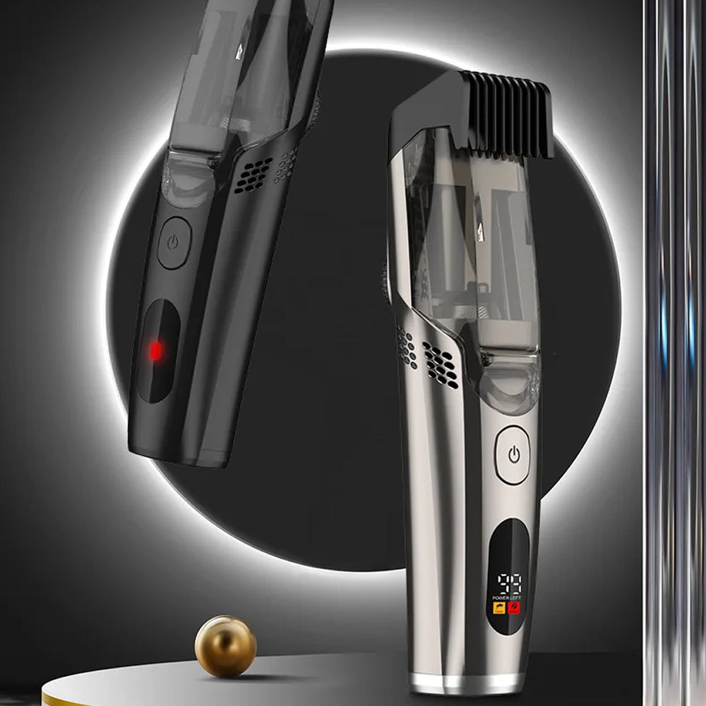 VortTrim Beard Trimmer with digital display on a dark background