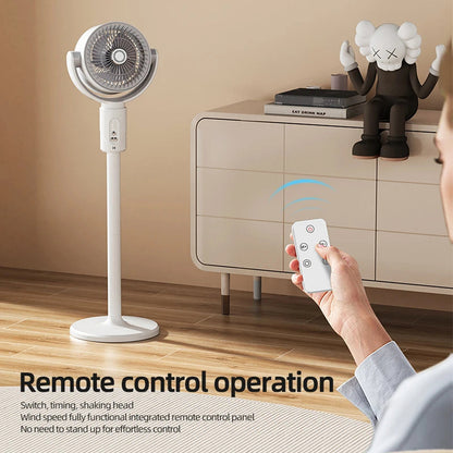 VortixVex Fan with remote control in a room setting