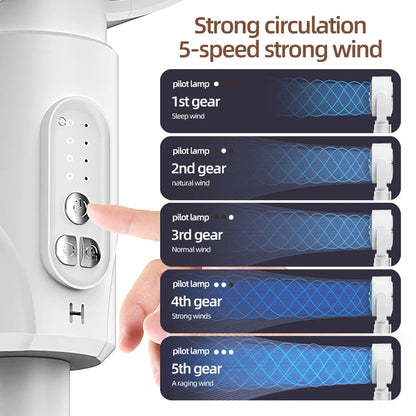 VortixVex Fan with wind speed settings labeled on a white background