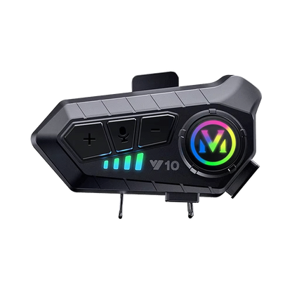 VoxiRide Motorcycle Intercom with colorful display on a white background