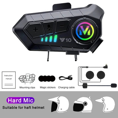 VoxiRide Motorcycle Intercom with accessories on a white background