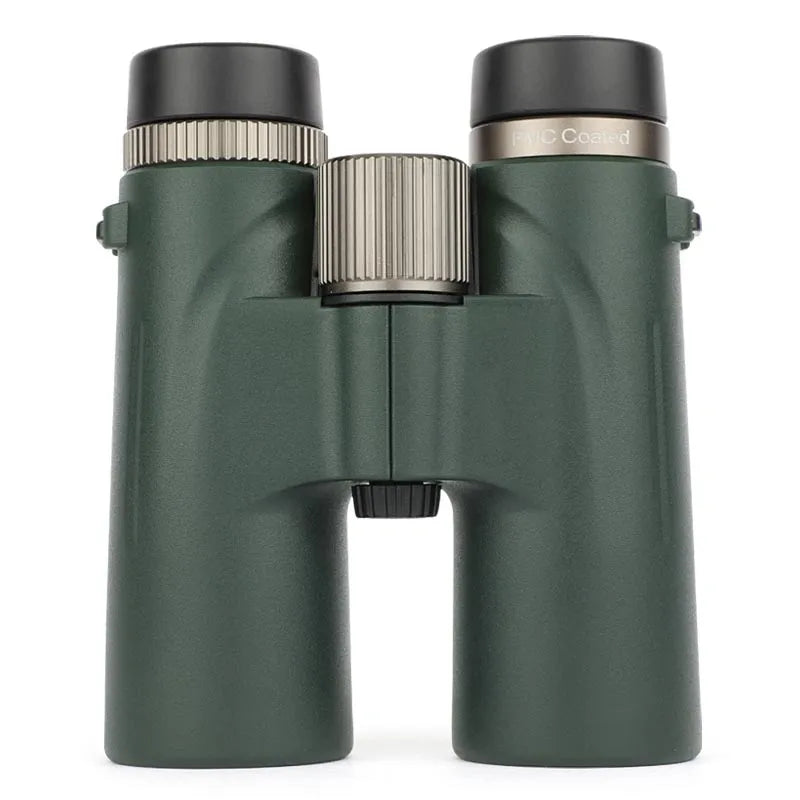 Green Warmax Binoculars with black and silver accents on a white background
