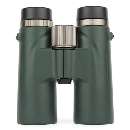 Green Warmax Binoculars with black and silver accents on a white background