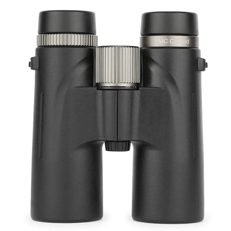 Black Warmax Binoculars with silver accents on a white background