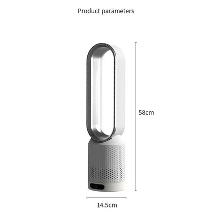WhisParu Bladeless Fan with dimensions labeled on a white background