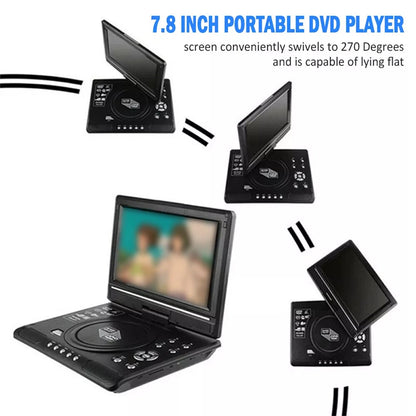 7.8 inch WidTosee Portable DVD Player with swivel screen on a white background