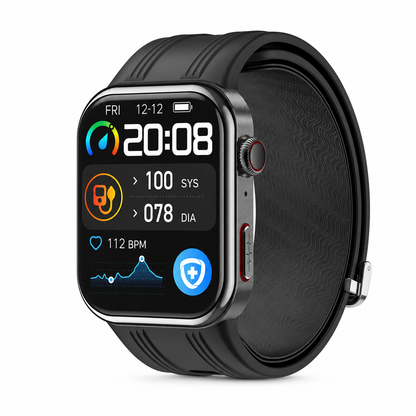 Zenvora Blood Pressure Smartwatch in black with 1.96 inch AMOLED display