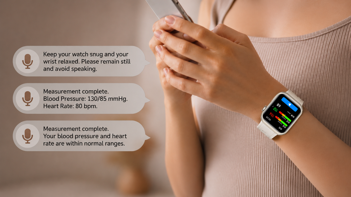 Zenvora Blood Pressure Smartwatch voice readout of blood pressure results