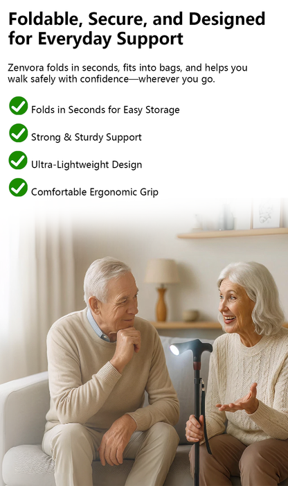 Zenvora Folding Cane with LED Light feature view 2