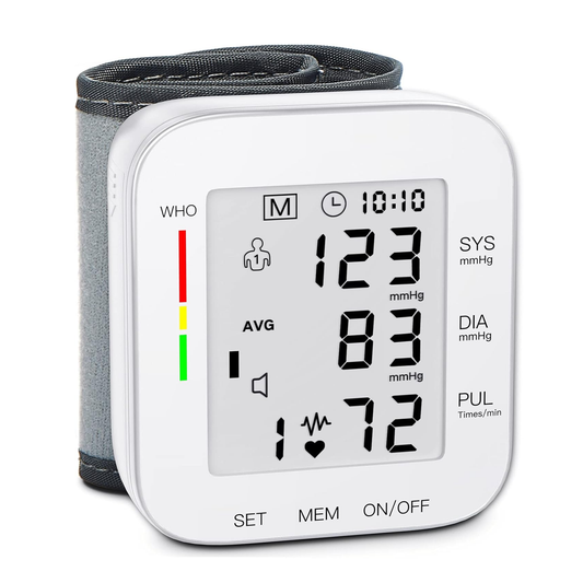 Zenvora Wrist Blood Pressure Monitor - White with large LED display and voice guidance