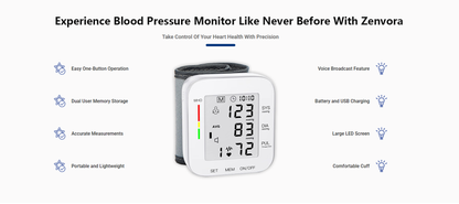 Zenvora Blood Pressure Monitor clinical-grade accuracy banner - hospital-grade precision in your living room