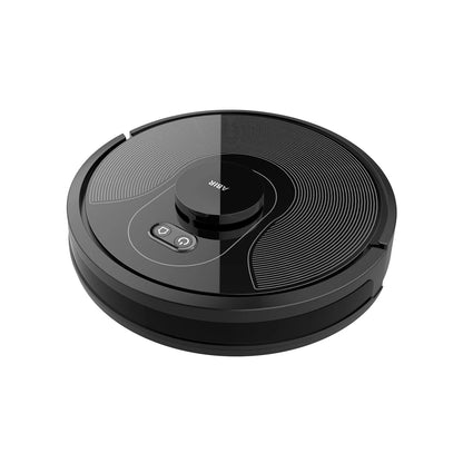 Top and side view of ABIR X8 Robot Vacuum Cleaner showing dual laser sensors and slim profile