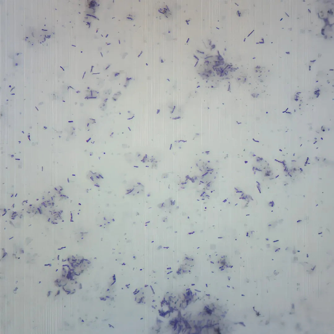 Microscopic view of bacteria on a white background