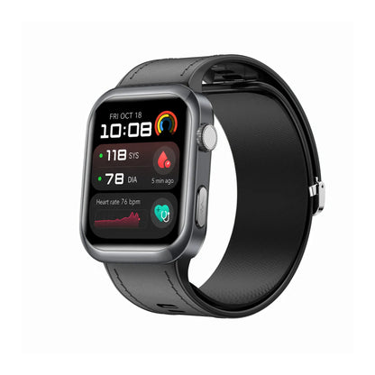 Noxus Blood Pressure Smartwatch with a black band on a white background