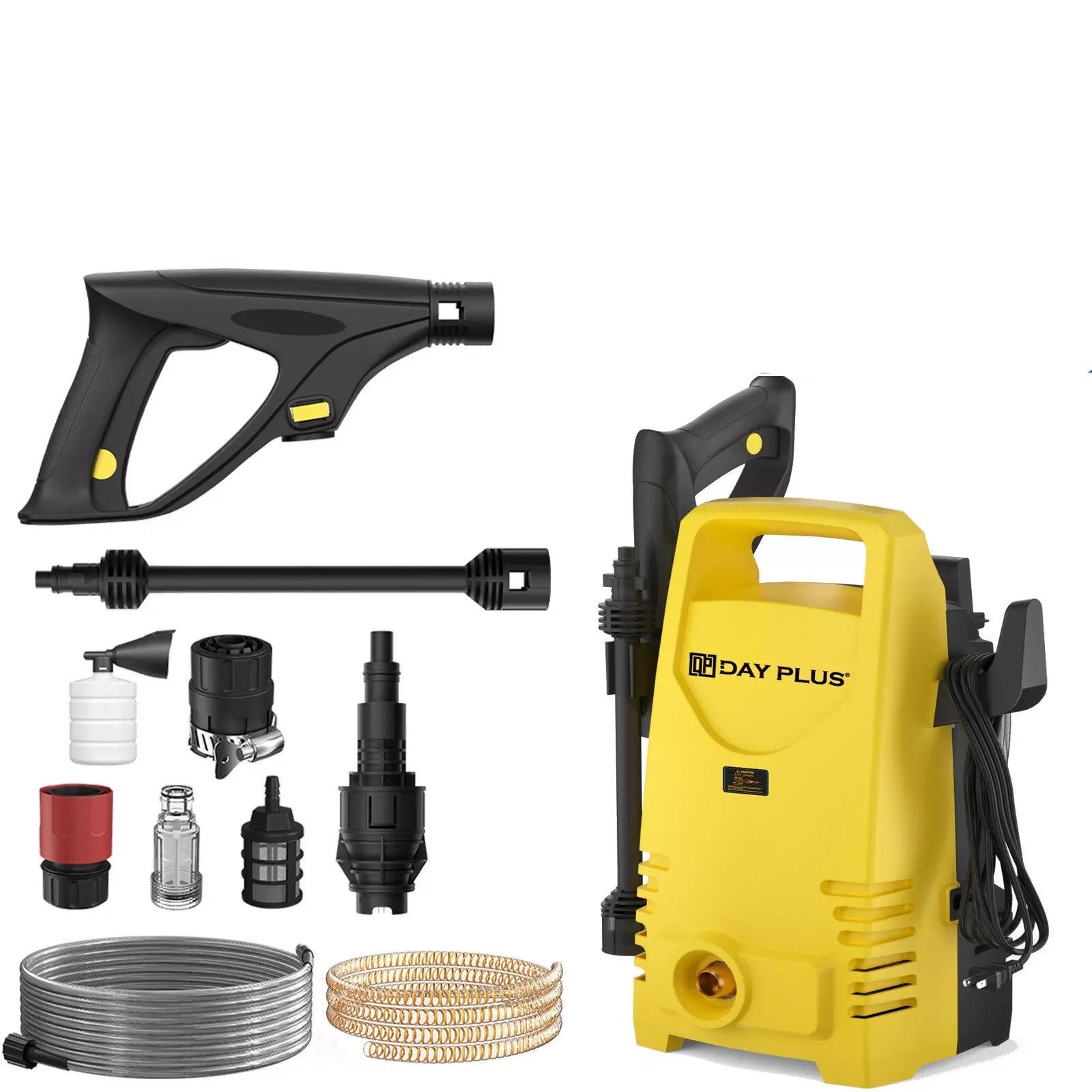 dayplusor High pressure car washer with various attachments on a white background