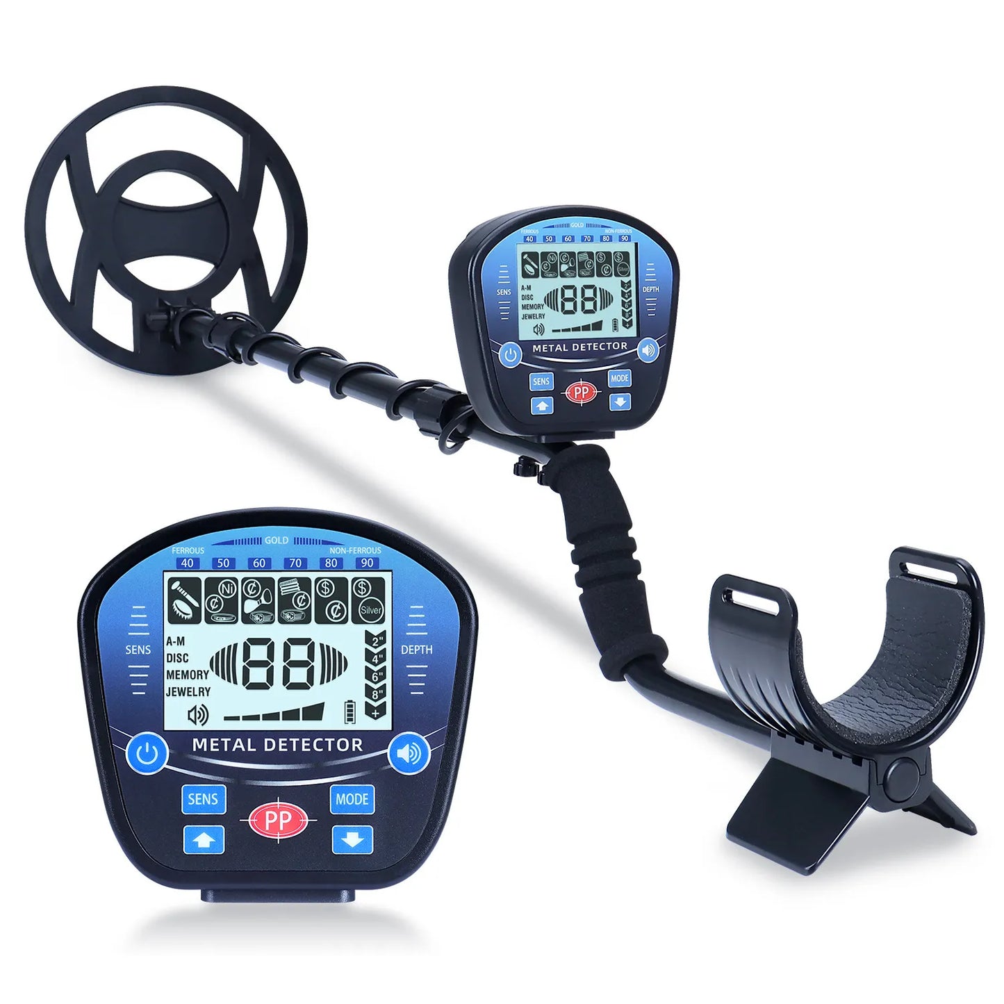 goldfinderhub Metal Detector with two screens on a white background