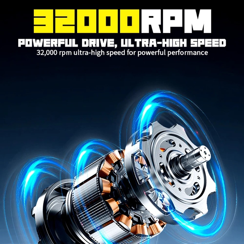 Motor with 32000 RPM text on a dark background