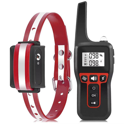 Red PawGofu Dog Shock Collar with black electronic device on a white background