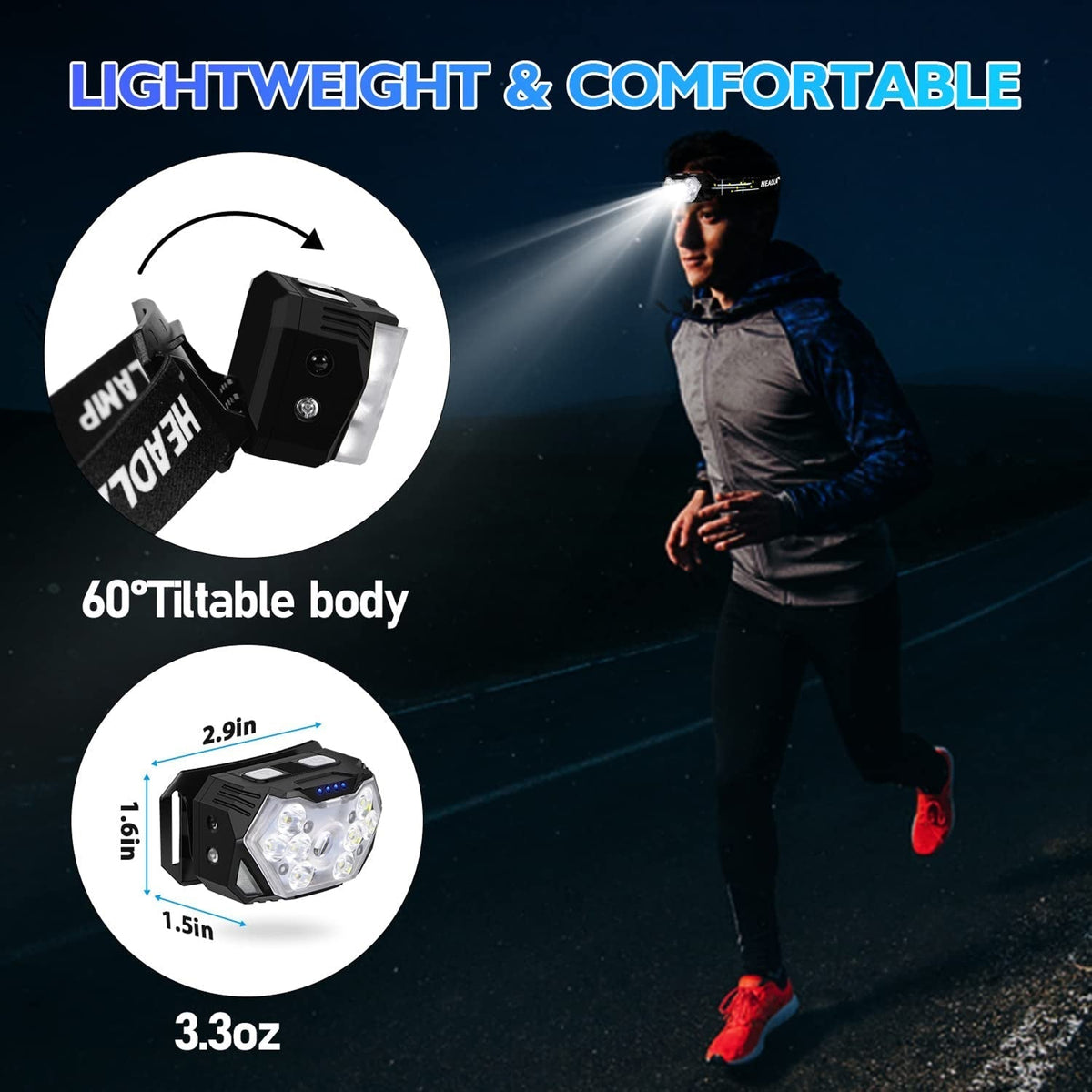 RuniLumax Running Headlamp angled view