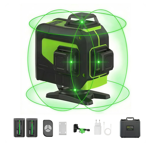 seektool laser level with accessories on a white background